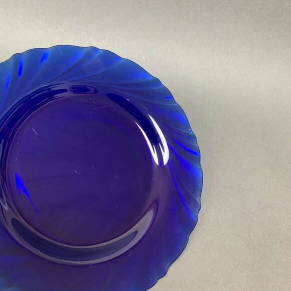 Vereco Cobalt Blue Salad Glass Plate Swirl 7 5/8" - Picture 5 of 5